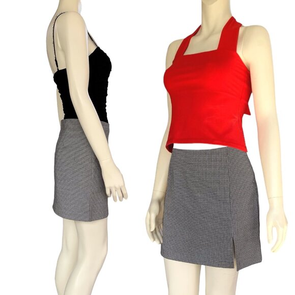 Vintage Jay Jacobs black & gray side-slit micro mini skirt - size 6 - Picture 1 of 11